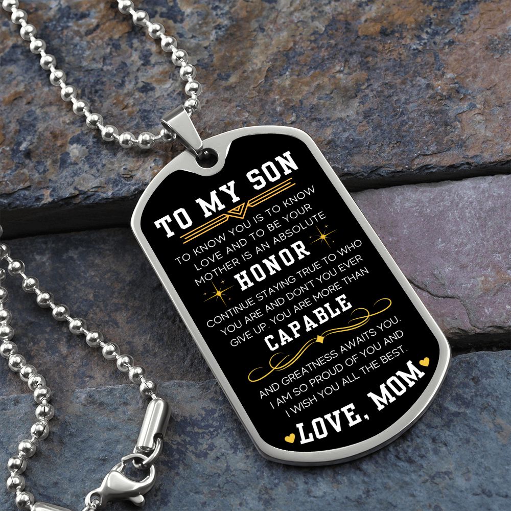Stay True To Who You Are - Military Chain Dog Tag Necklace For Son