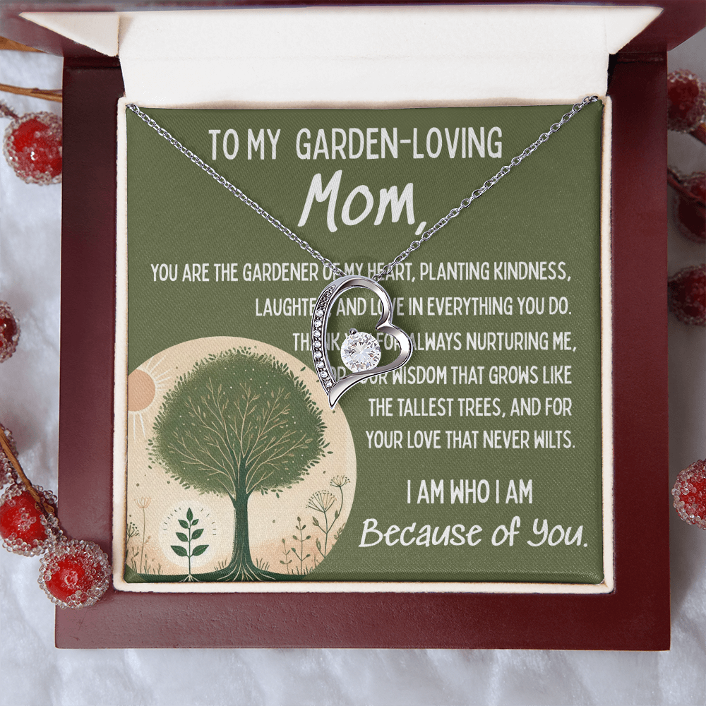 To My Garden-Loving Mom โ Forever Love Necklace with Heartfelt Message