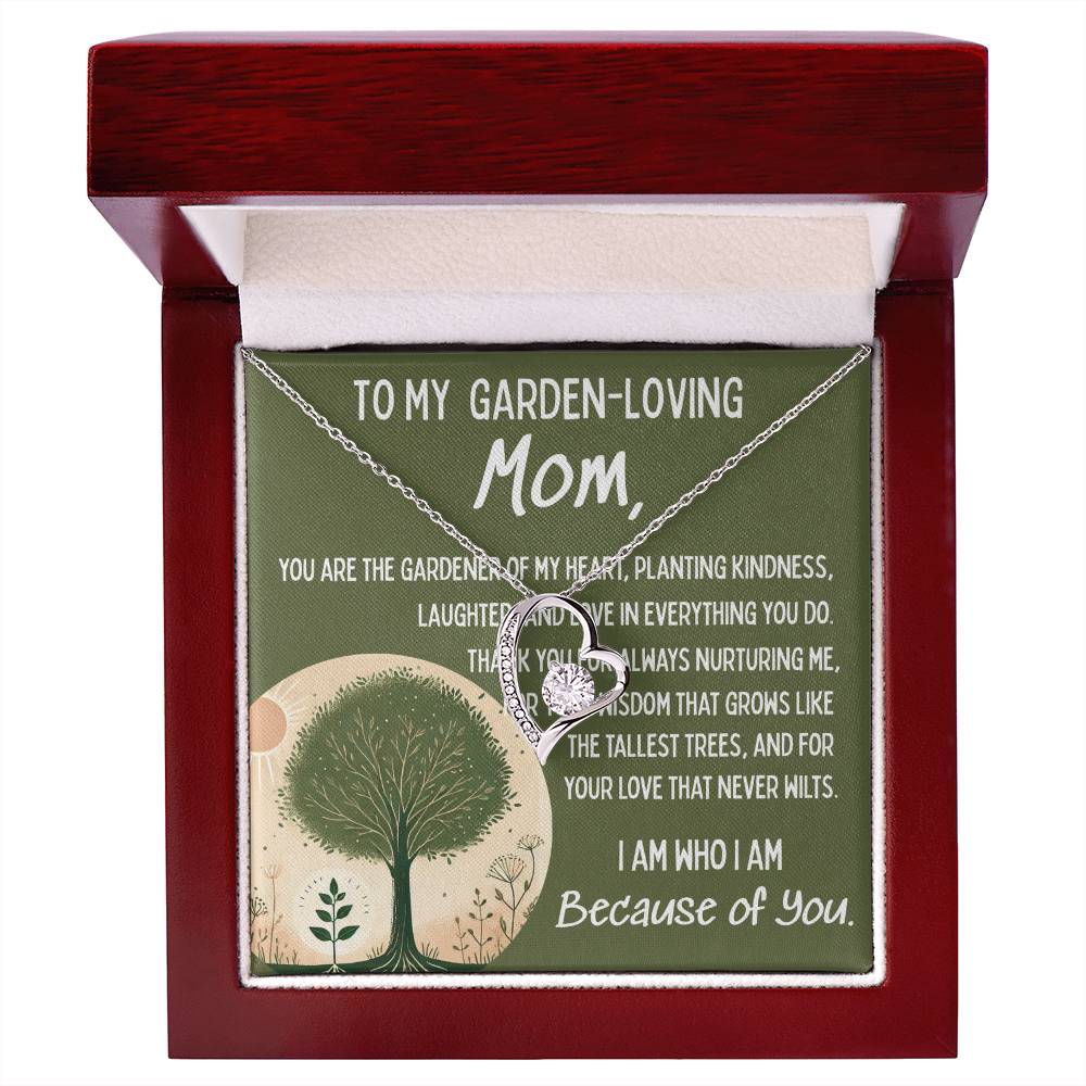 To My Garden-Loving Mom โ Forever Love Necklace with Heartfelt Message