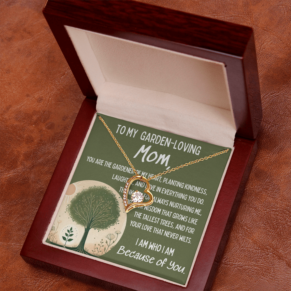 To My Garden-Loving Mom โ Forever Love Necklace with Heartfelt Message