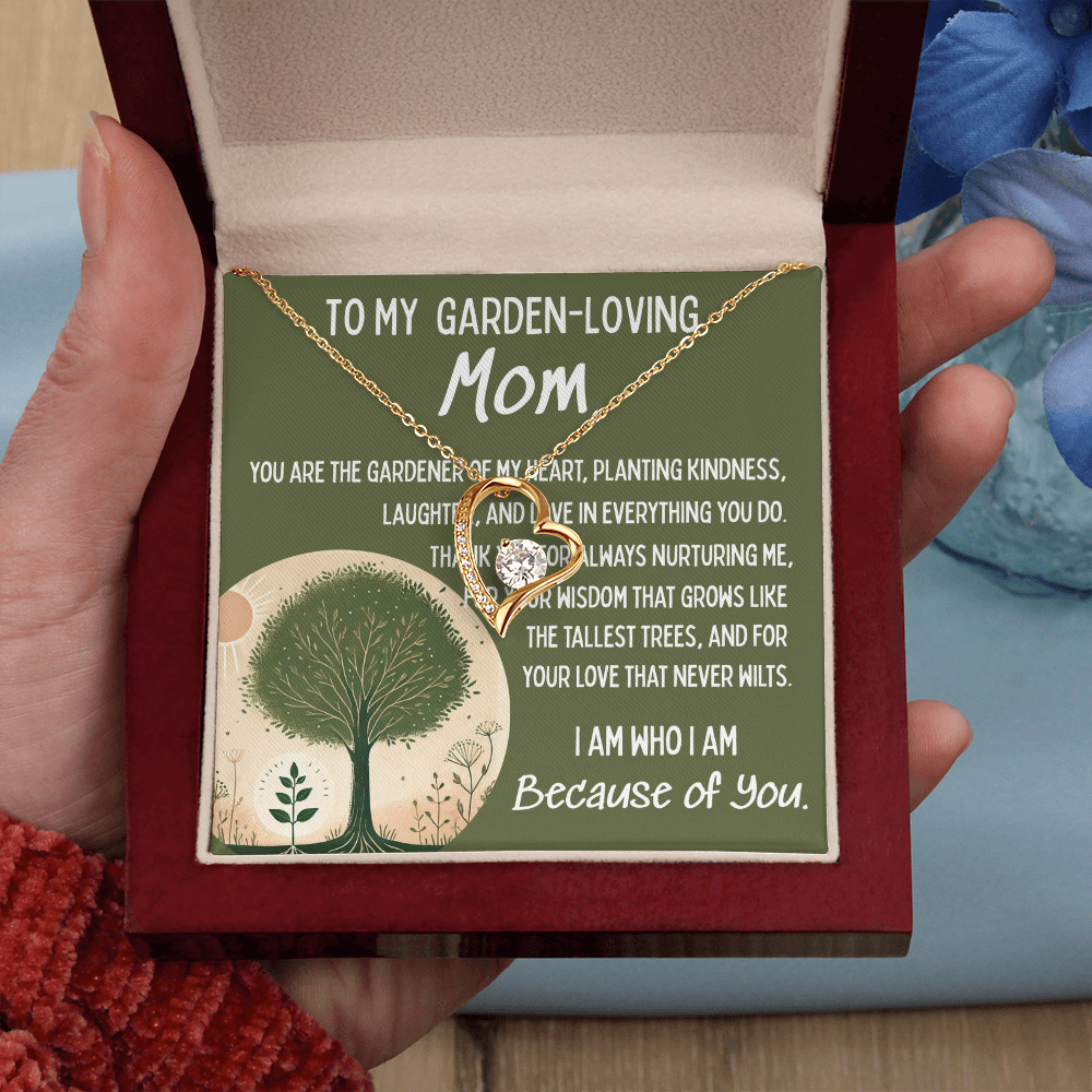 To My Garden-Loving Mom โ Forever Love Necklace with Heartfelt Message