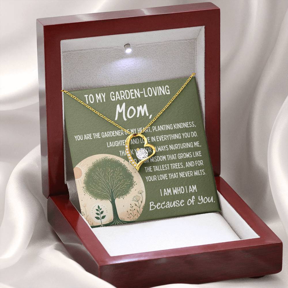 To My Garden-Loving Mom โ Forever Love Necklace with Heartfelt Message