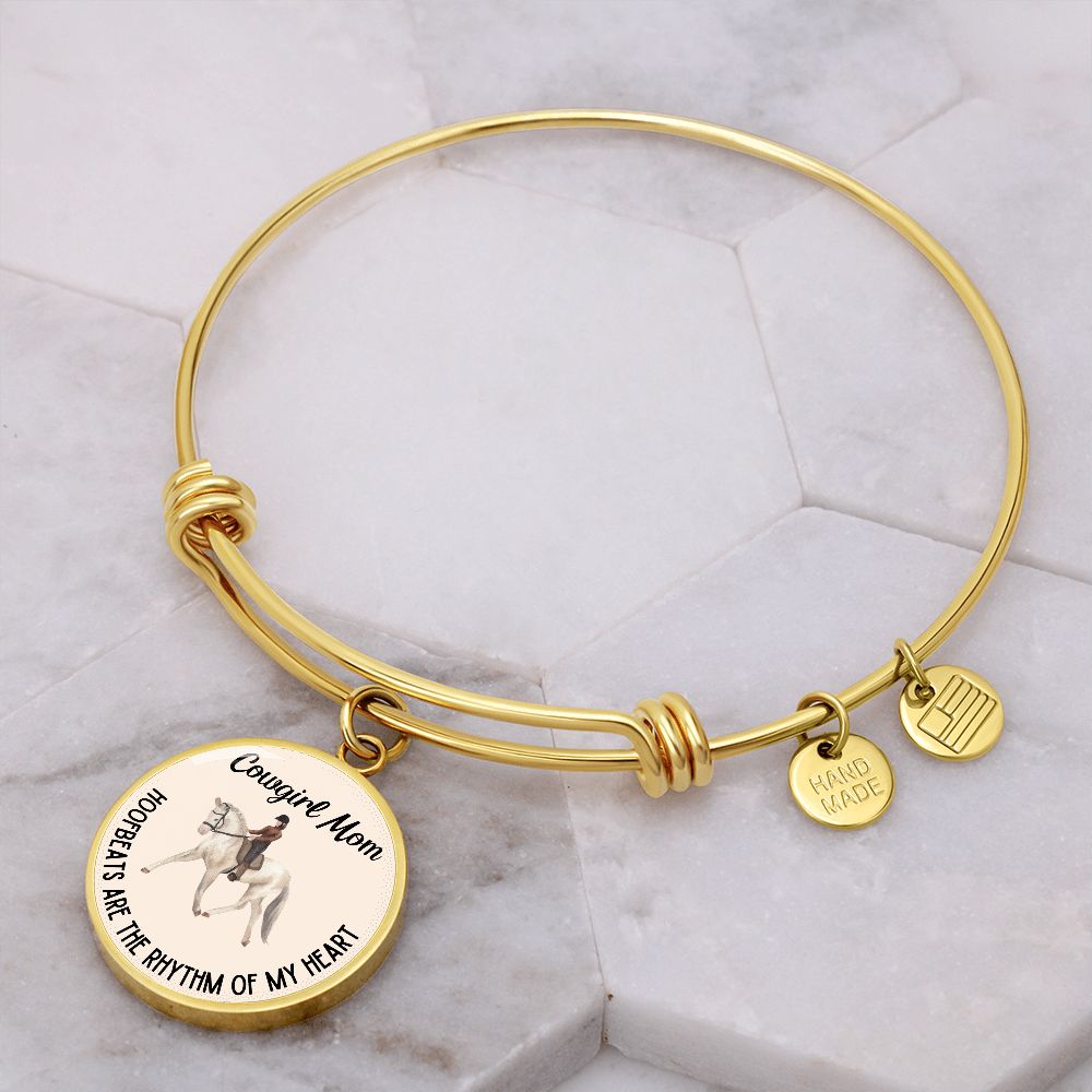 Hoofbeats Are The Rhythm Of My Heart Graphic Bangle For Cowgirl Mom