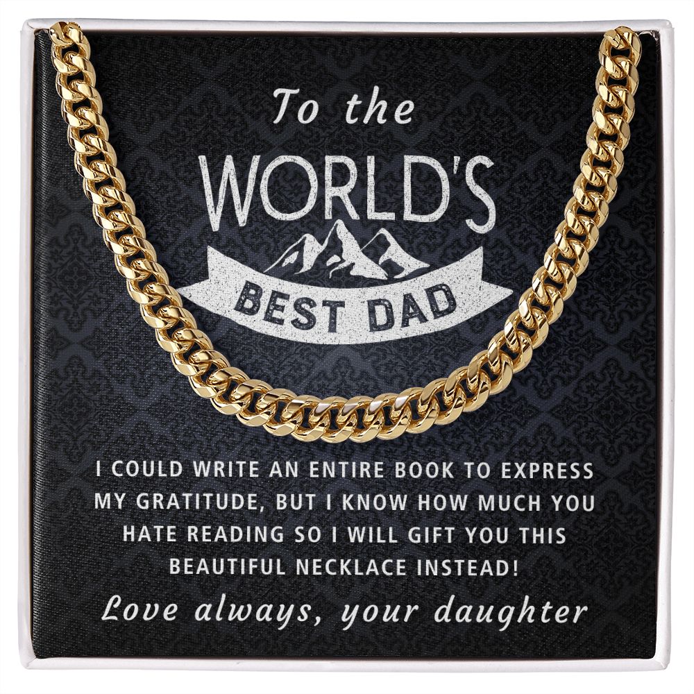 Book Of Gratitude - Length Adjustable Cuban Link Chain For Dad