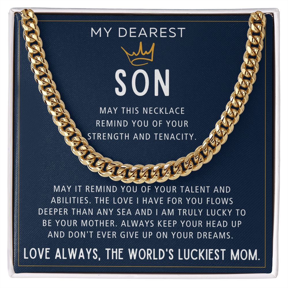 Your Strength And Tenacity - Length Adjustable Cuban Link Chain For Son
