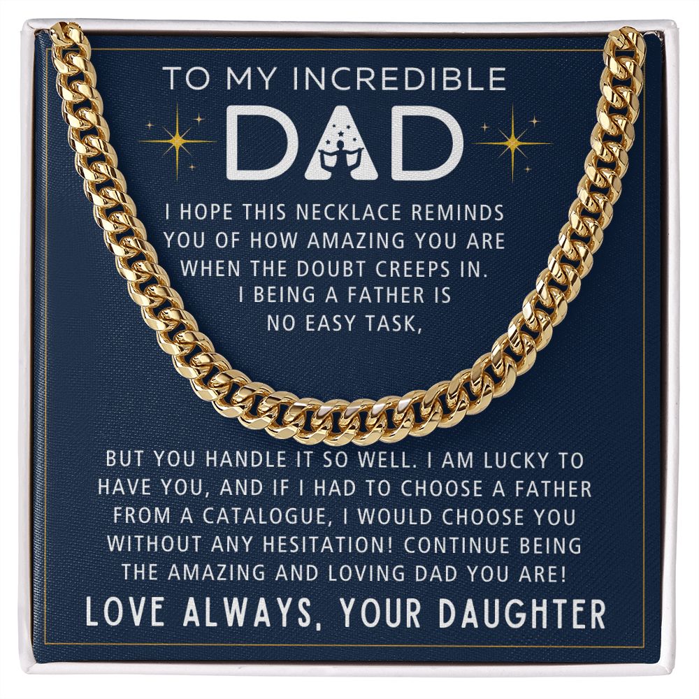 No Easy Task - Length Adjustable Cuban Link Chain For Dad