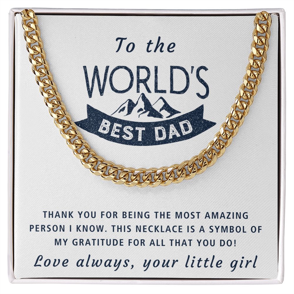 Gratitude - Length Adjustable Cuban Link Chain For Dad