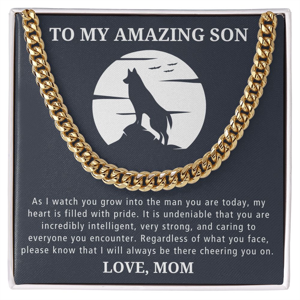 Always There Cheering You On - Length Adjustable Cuban Link Chain For Son