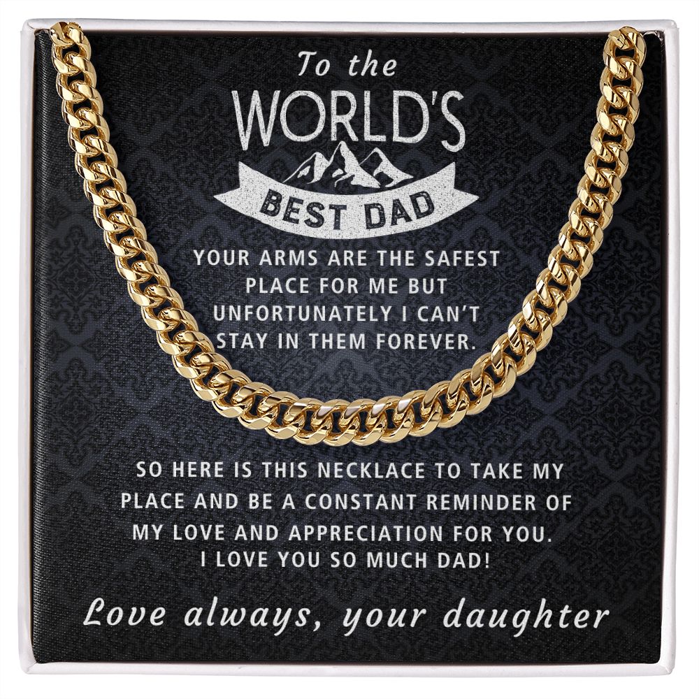 Your Arms, My Safest Place - Length Adjustable Cuban Link Chain For Dad