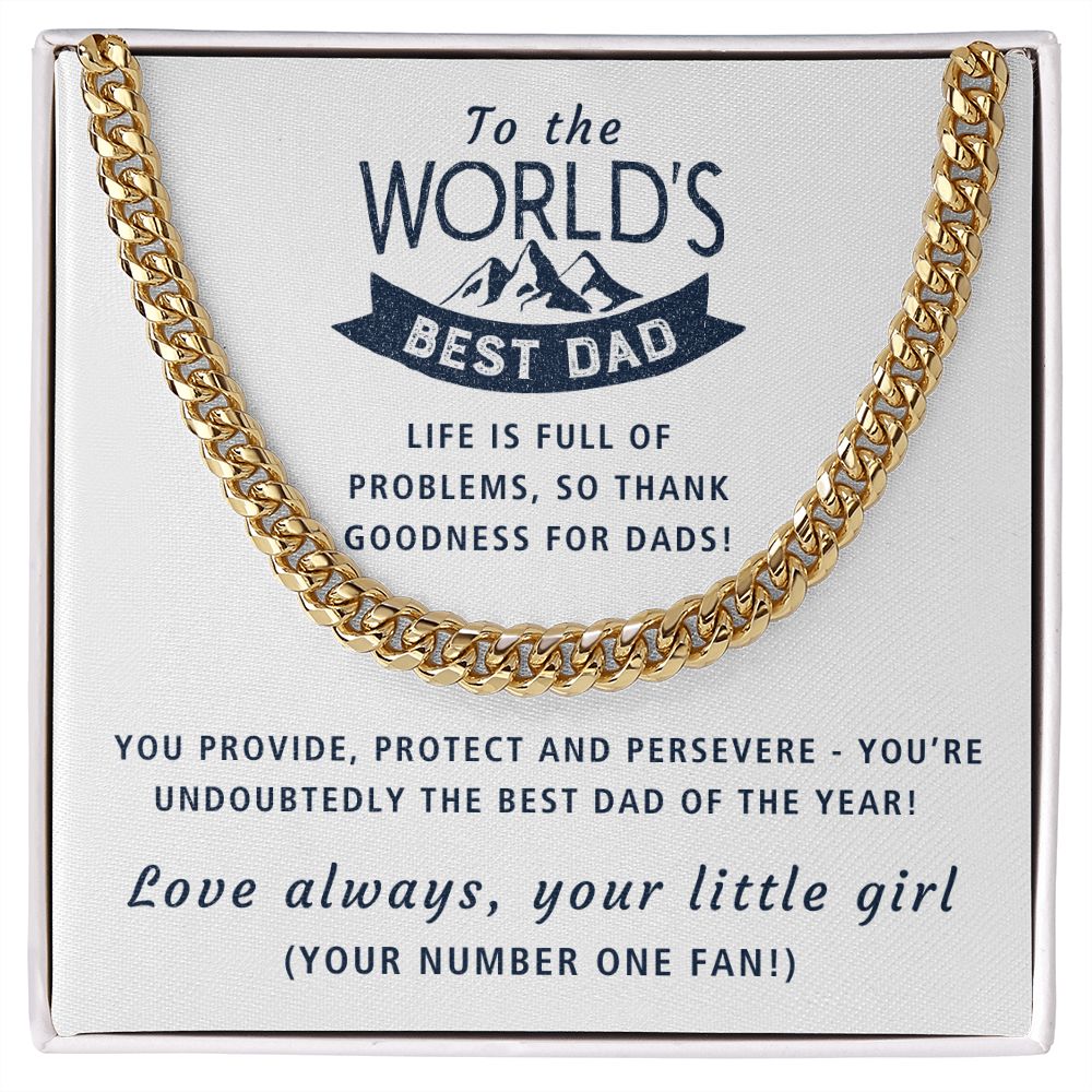Best Dad Of The Year - Length Adjustable Cuban Link Chain For Dad