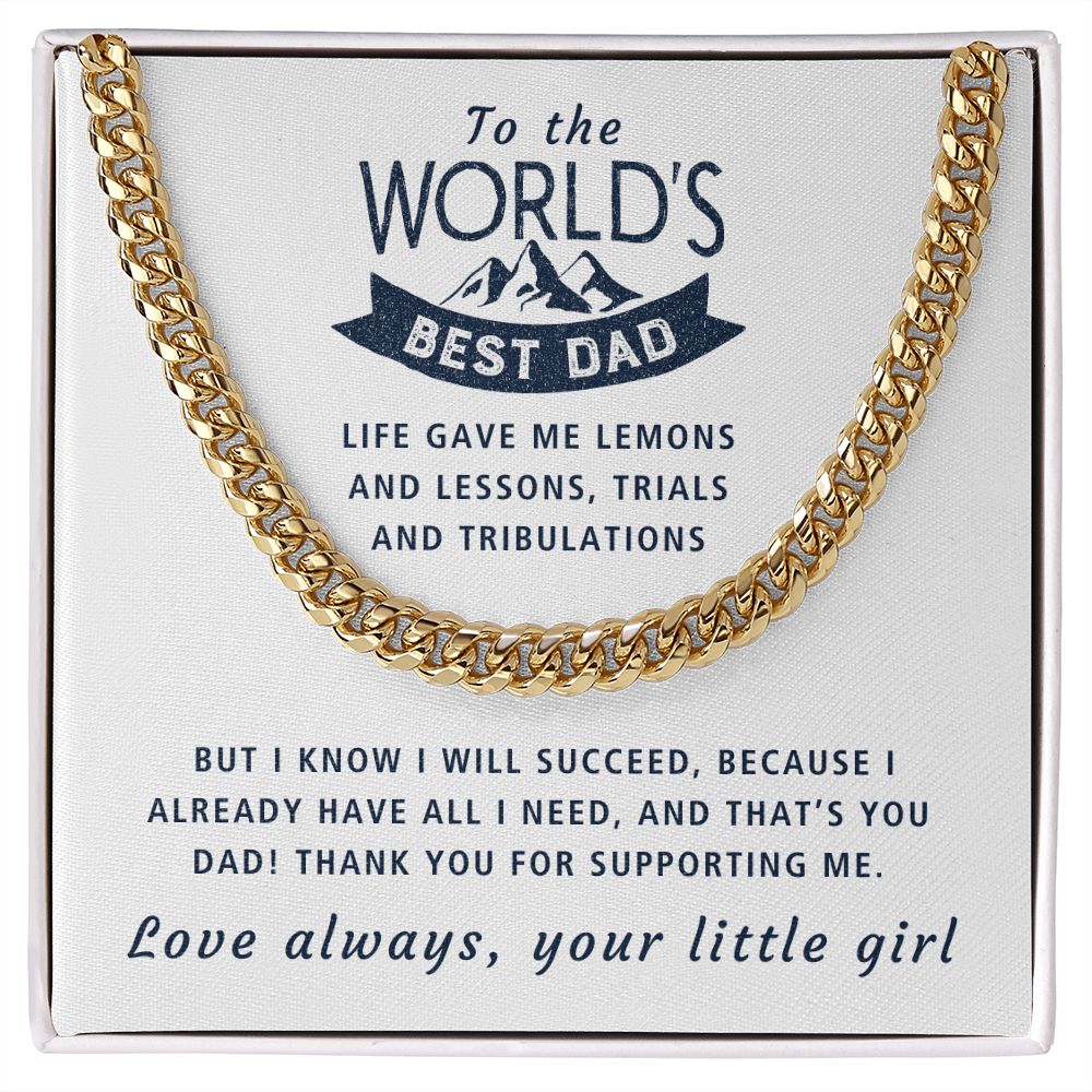 All I Need Is You - Length Adjustable Cuban Link Chain For Dad