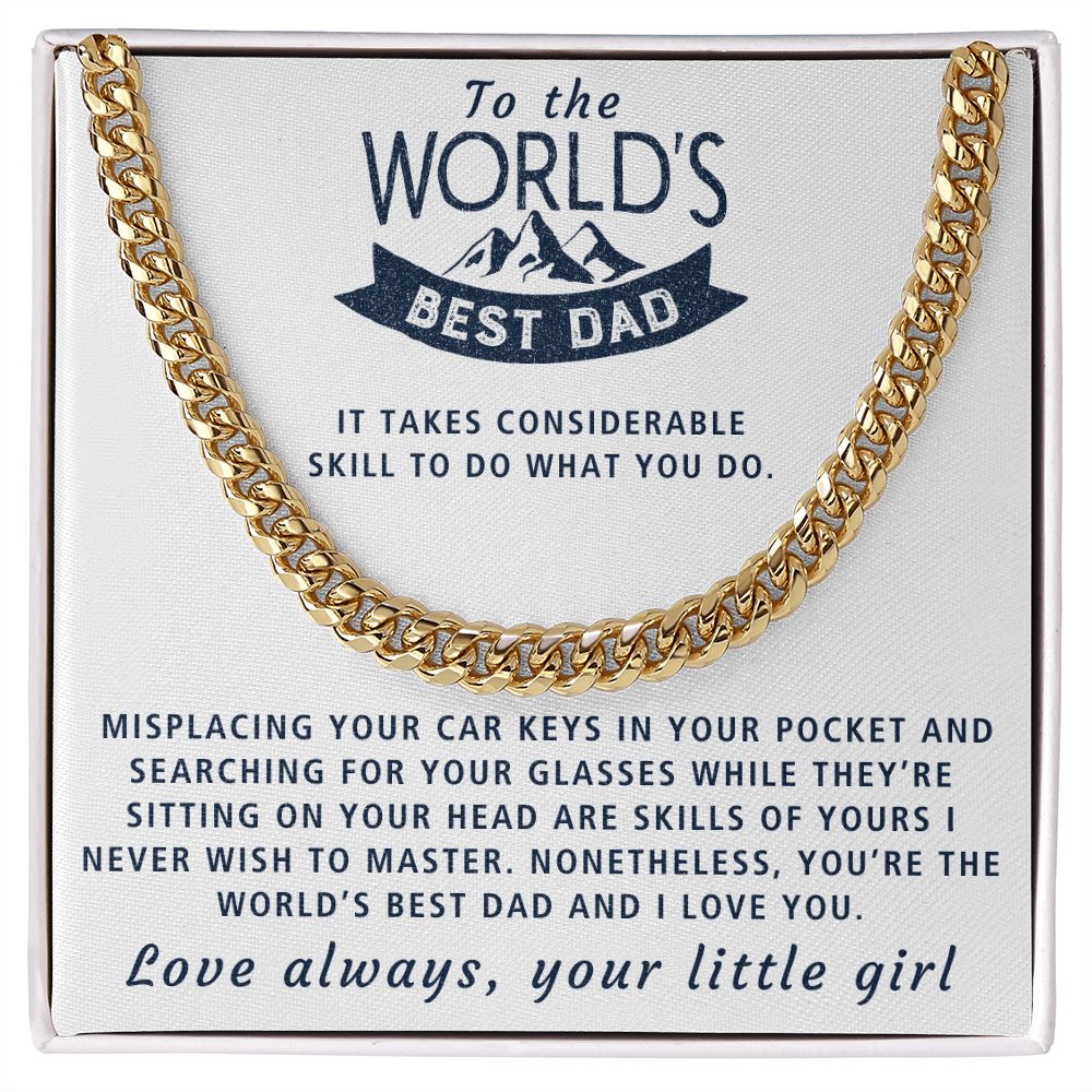 World's Best Dad - Length Adjustable Cuban Link Chain For Dad