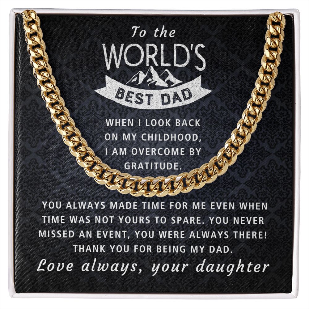 Overcome By Gratitude - Length Adjustable Cuban Link Chain For Dad
