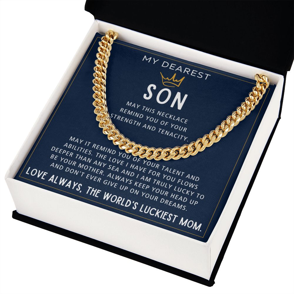 Your Strength And Tenacity - Length Adjustable Cuban Link Chain For Son