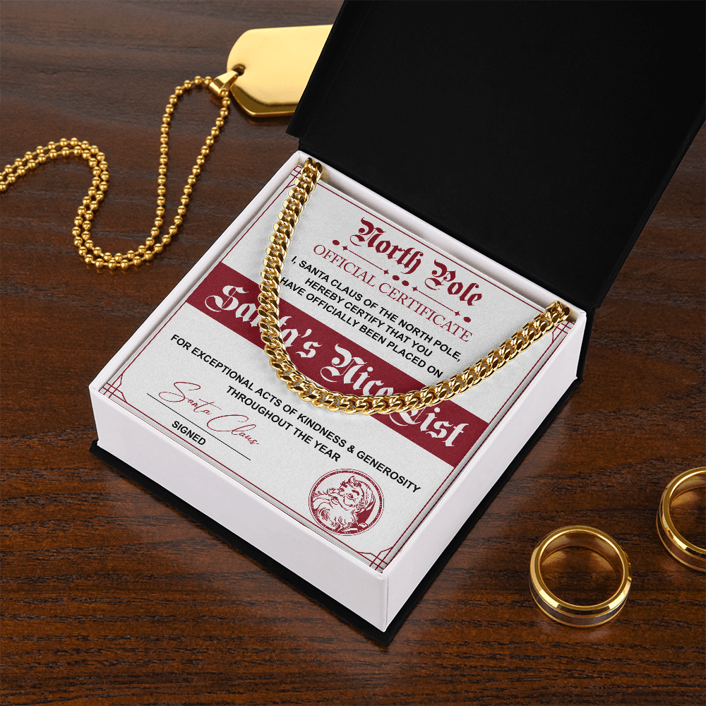 Santa's Nice List - Length Adjustable Cuban Link Chain For Christmas