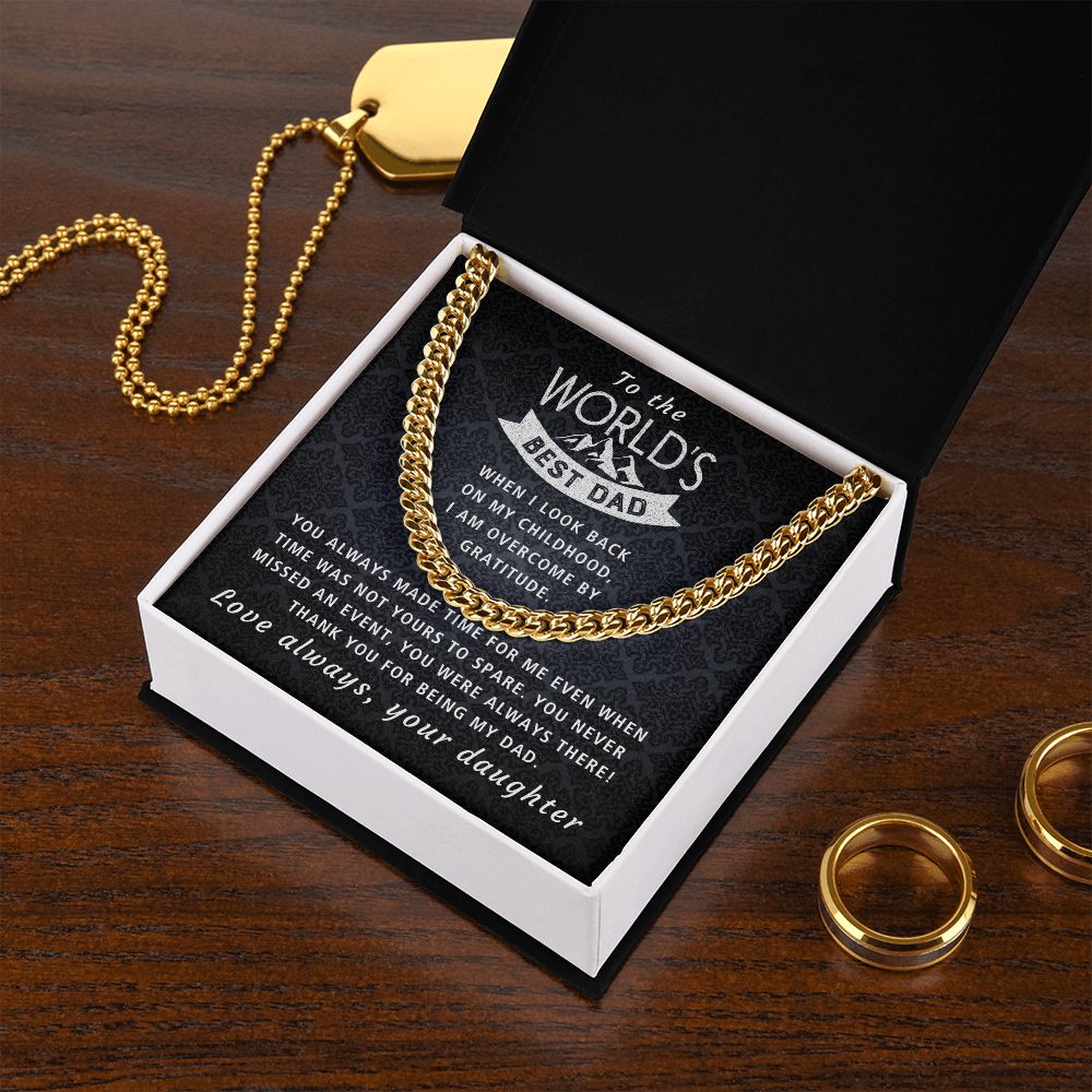 Overcome By Gratitude - Length Adjustable Cuban Link Chain For Dad