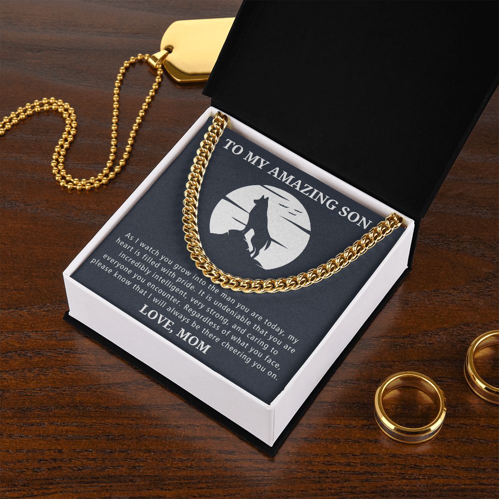 Always There Cheering You On - Length Adjustable Cuban Link Chain For Son