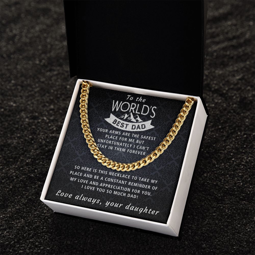 Your Arms, My Safest Place - Length Adjustable Cuban Link Chain For Dad