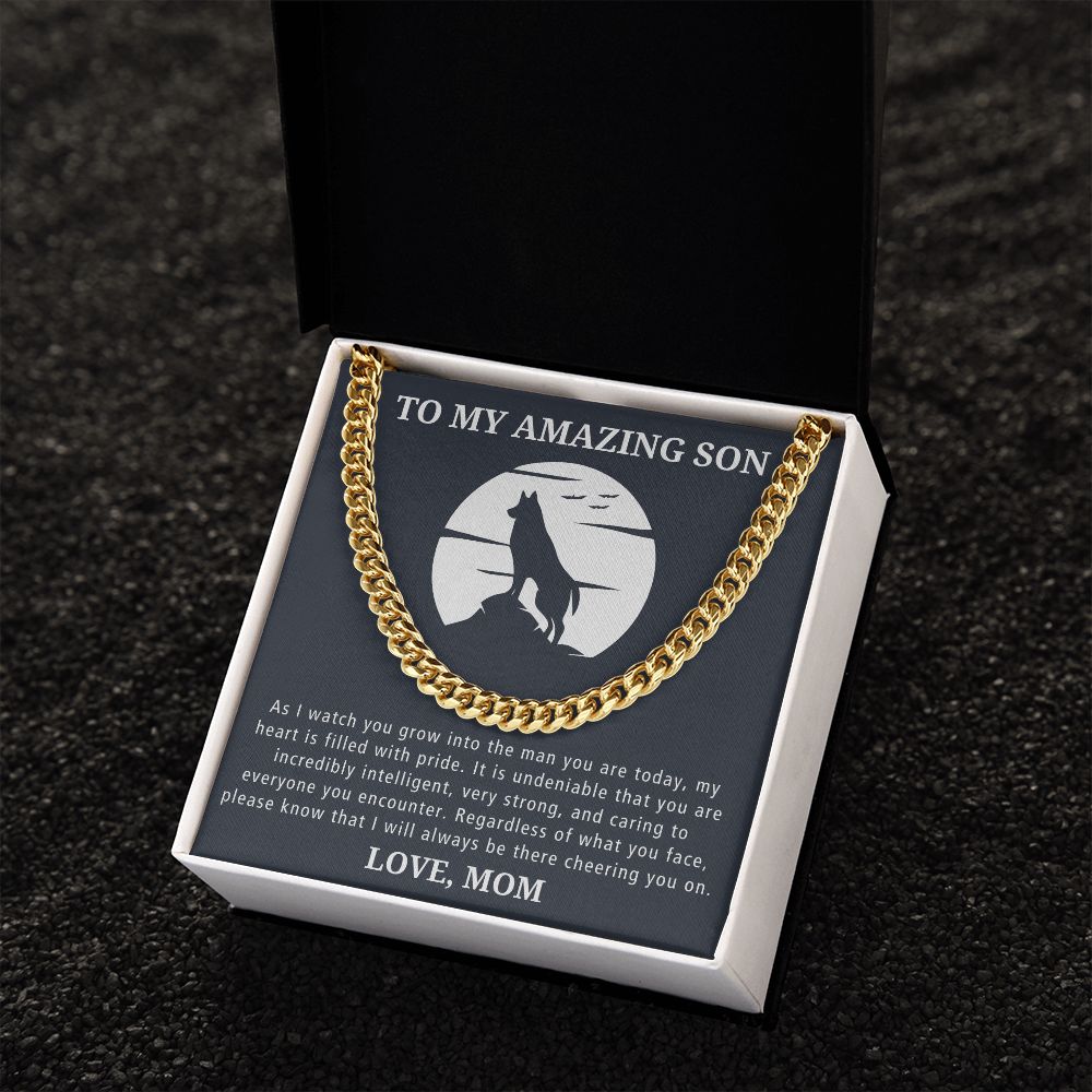 Always There Cheering You On - Length Adjustable Cuban Link Chain For Son
