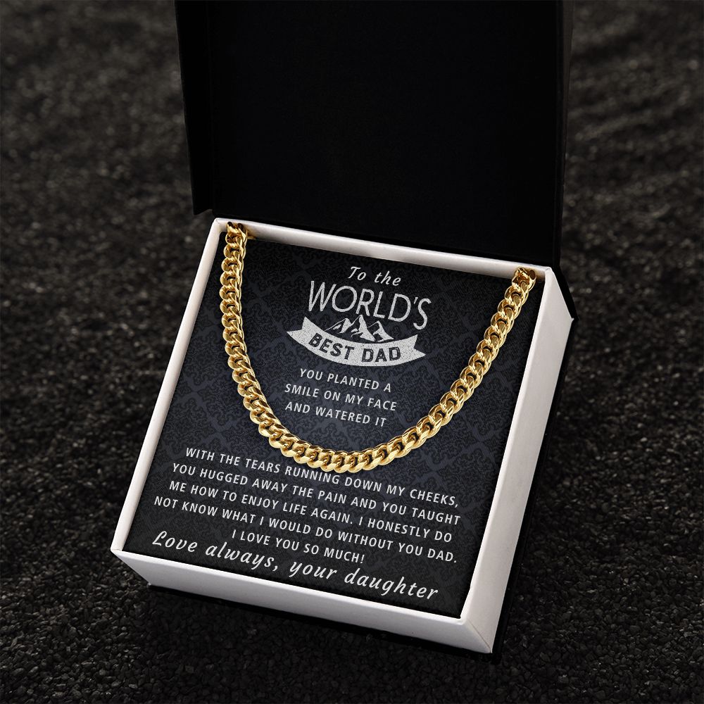 You Hugged Away The Pain - Length Adjustable Cuban Link Chain For Dad