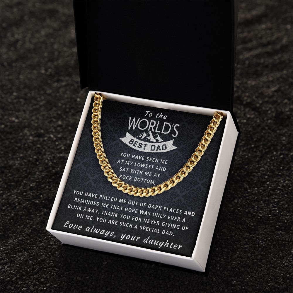 For Never Giving Up On Me - Length Adjustable Cuban Link Chain For Dad