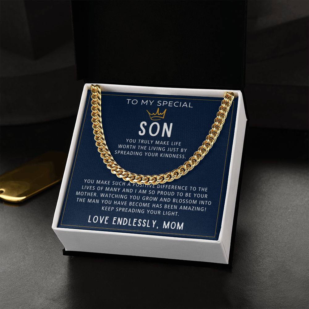 Keep Spreading Your Light - Length Adjustable Cuban Link Chain For Son