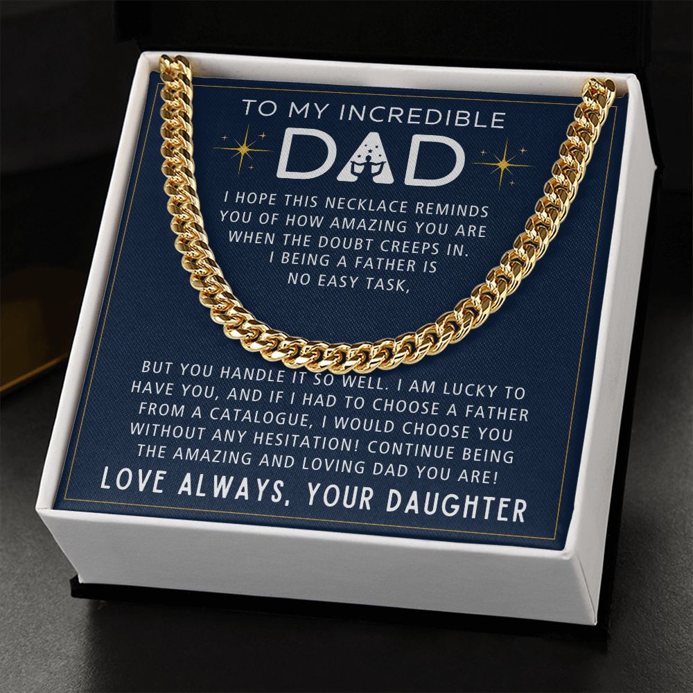 No Easy Task - Length Adjustable Cuban Link Chain For Dad