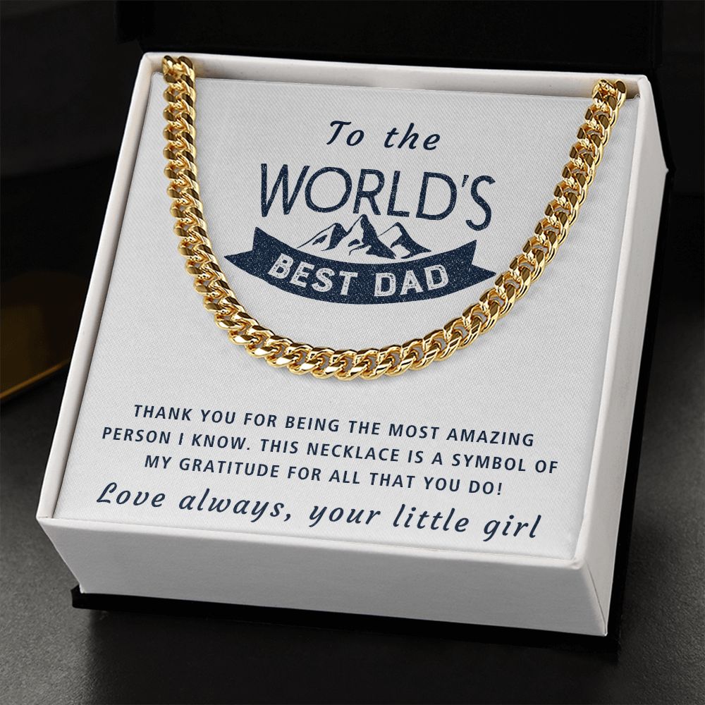 Gratitude - Length Adjustable Cuban Link Chain For Dad