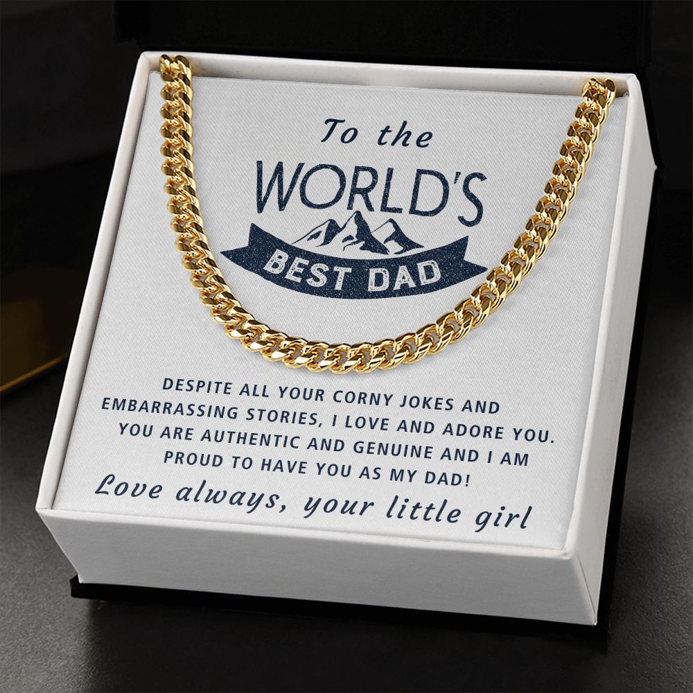 I Love And Adore You - Length Adjustable Cuban Link Chain For Dad