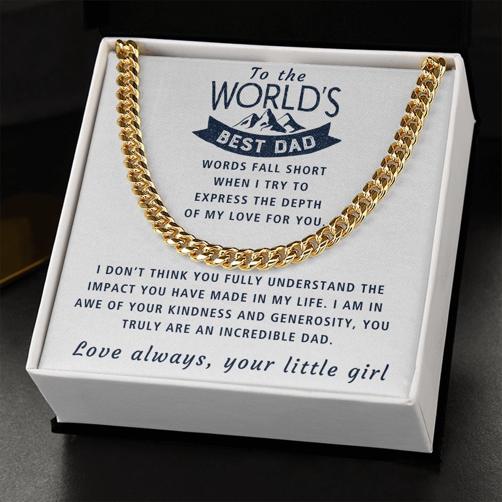 Words Fall Short - Length Adjustable Cuban Link Chain For Dad
