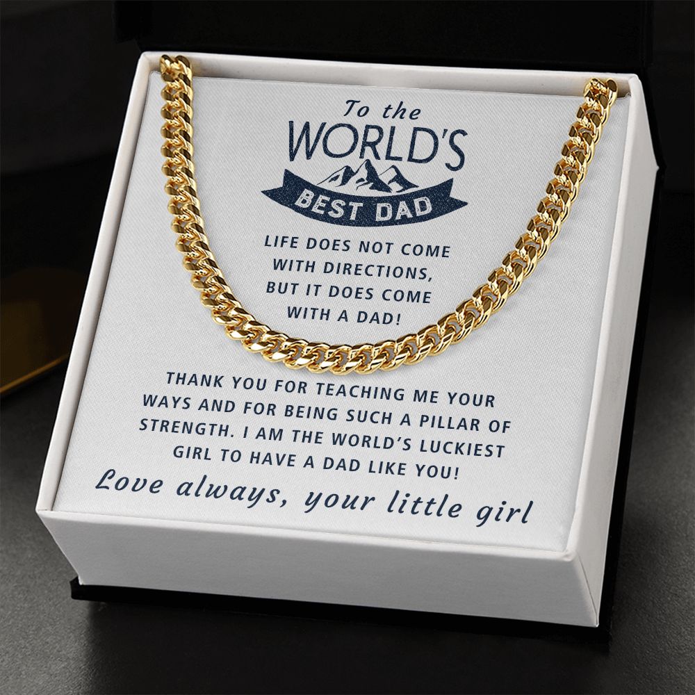 Life Comes With A Dad - Length Adjustable Cuban Link Chain For Dad
