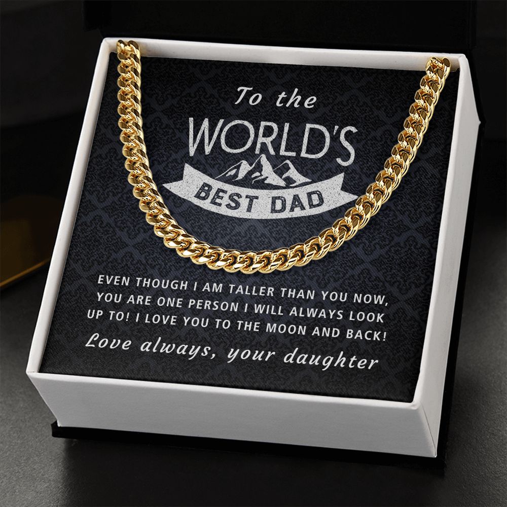 I Will Always Look Up To You - Length Adjustable Cuban Link Chain For Dad