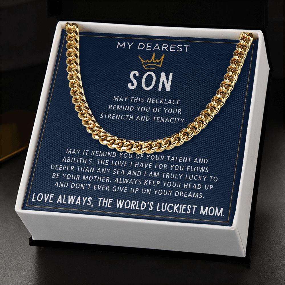Your Strength And Tenacity - Length Adjustable Cuban Link Chain For Son