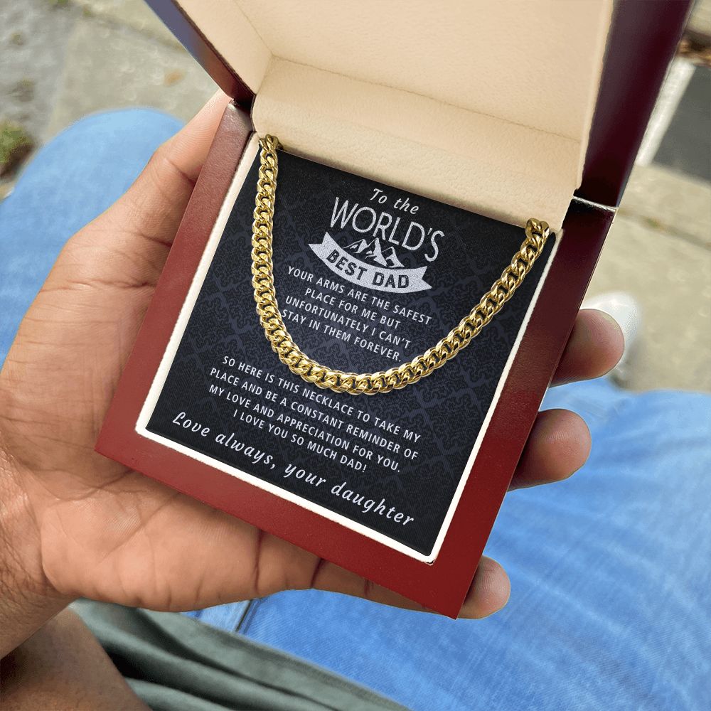 Your Arms, My Safest Place - Length Adjustable Cuban Link Chain For Dad