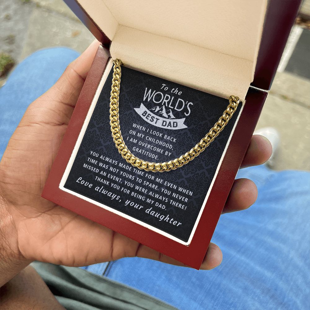 Overcome By Gratitude - Length Adjustable Cuban Link Chain For Dad