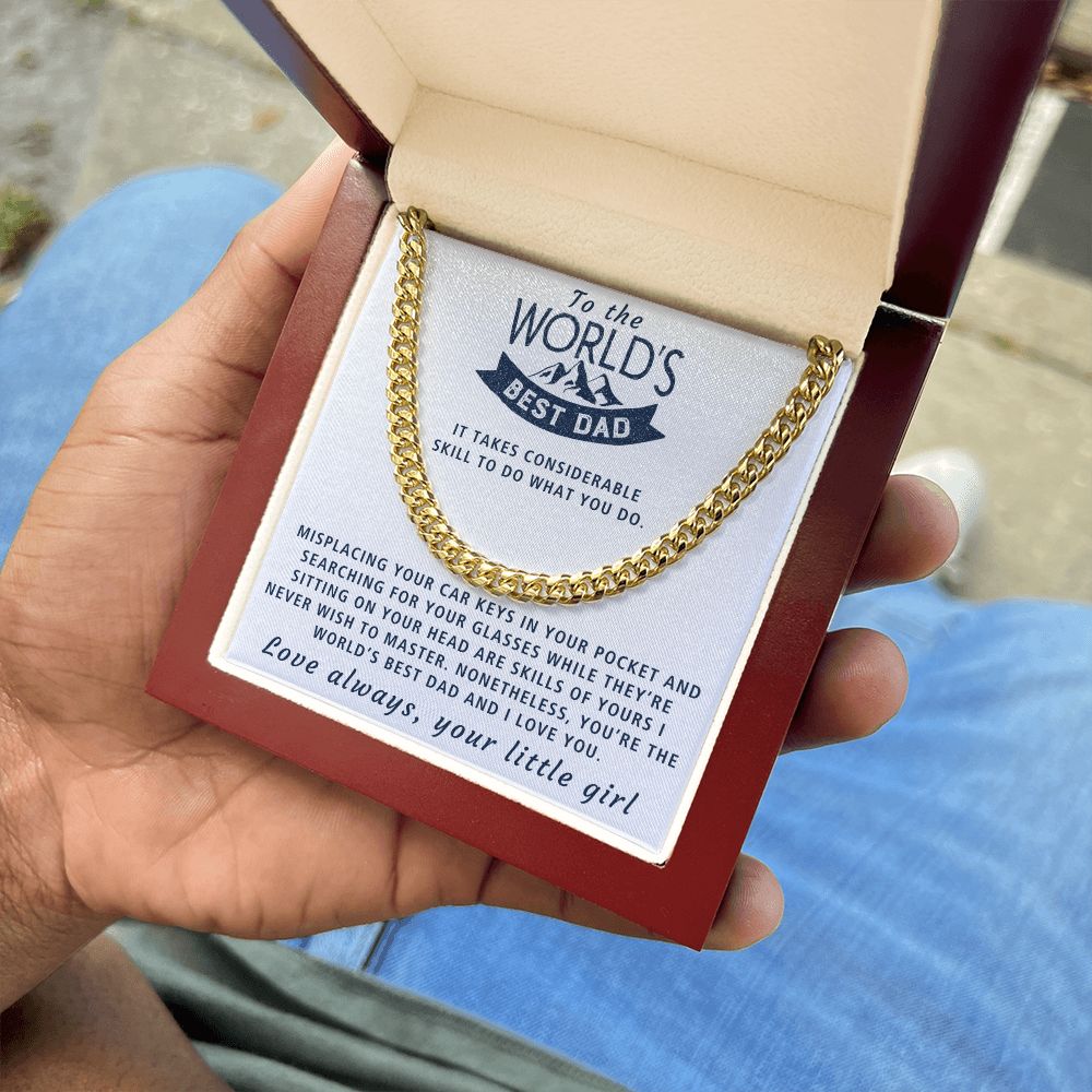 World's Best Dad - Length Adjustable Cuban Link Chain For Dad