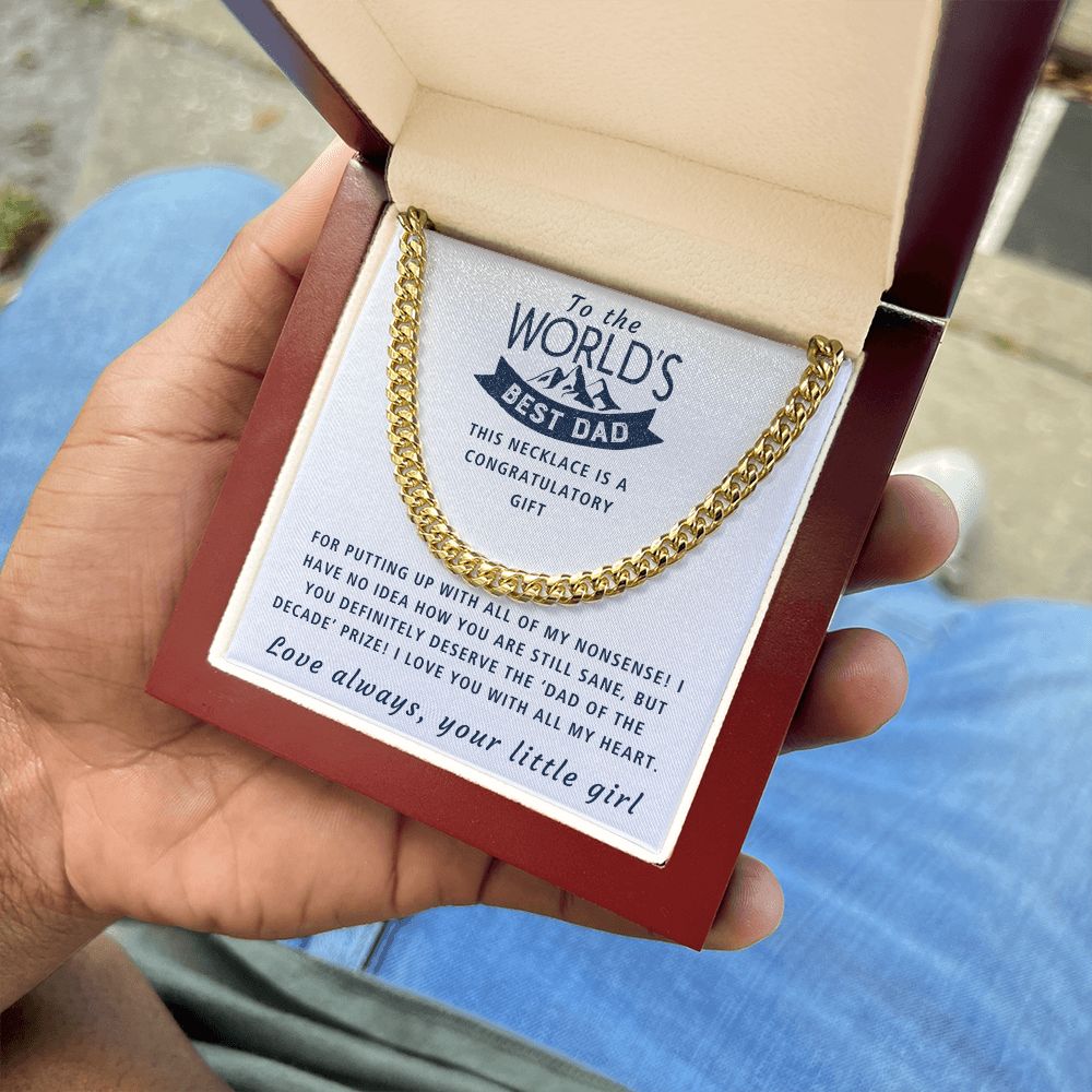 Dad Of The Decade Prize - Length Adjustable Cuban Link Chain For Dad