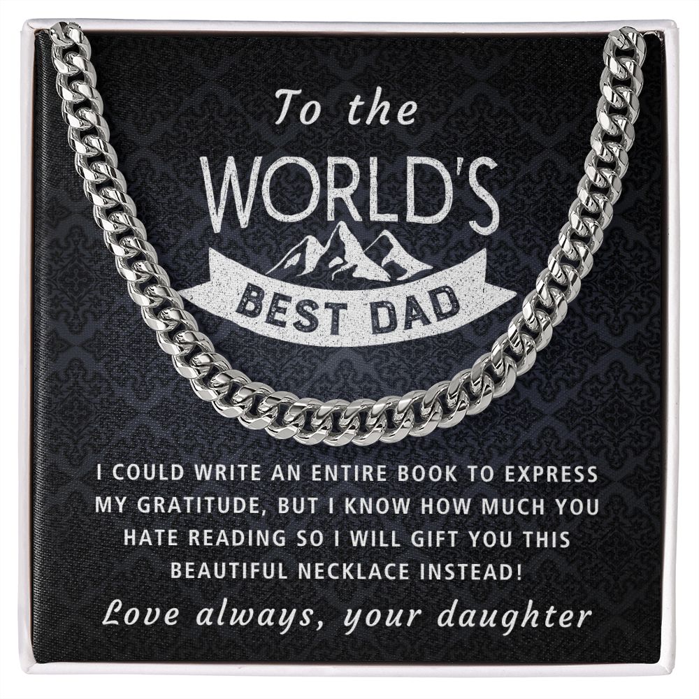 Book Of Gratitude - Length Adjustable Cuban Link Chain For Dad