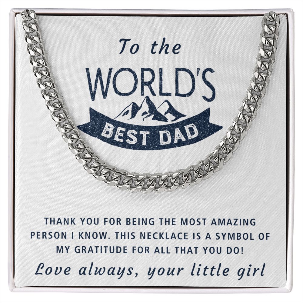 Gratitude - Length Adjustable Cuban Link Chain For Dad