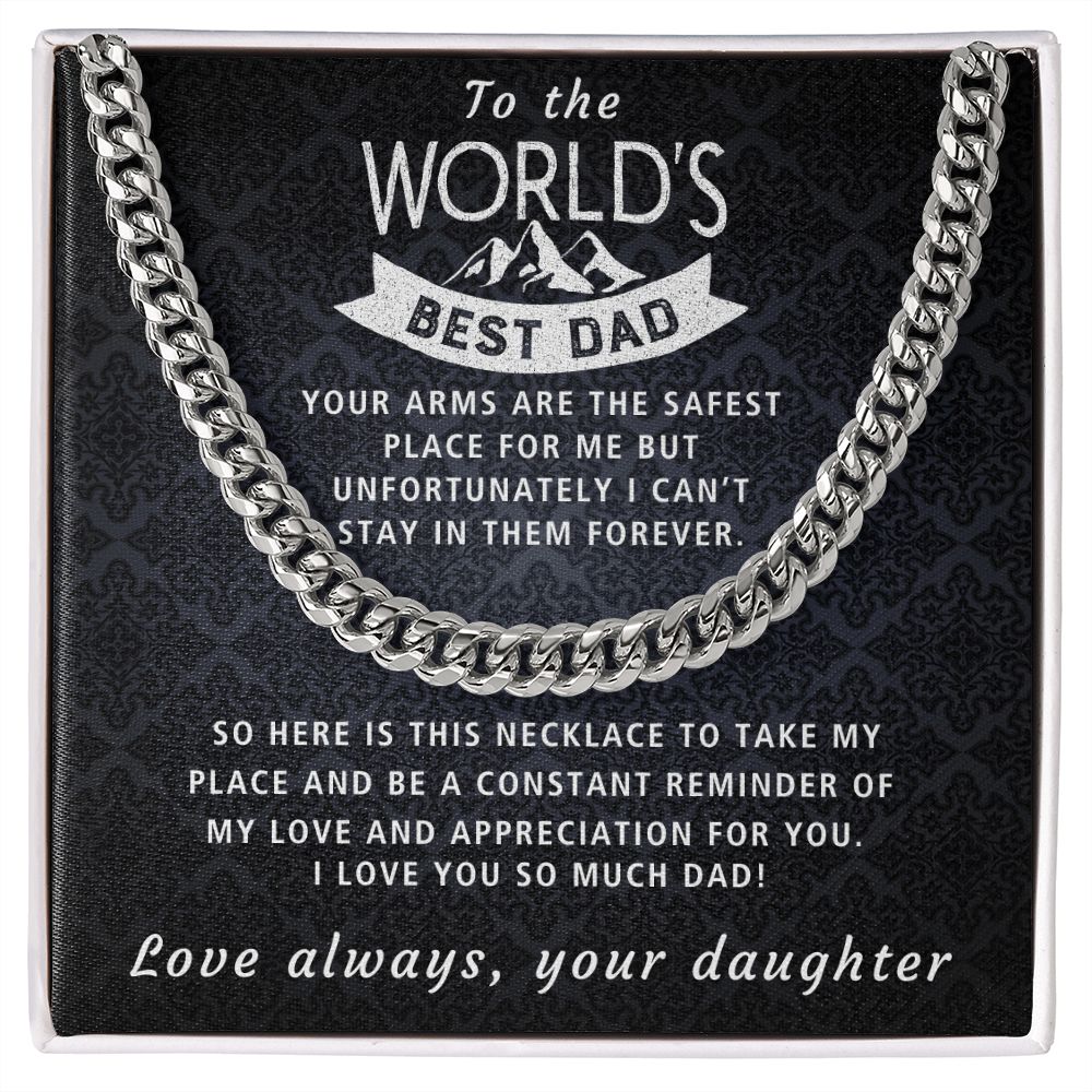 Your Arms, My Safest Place - Length Adjustable Cuban Link Chain For Dad
