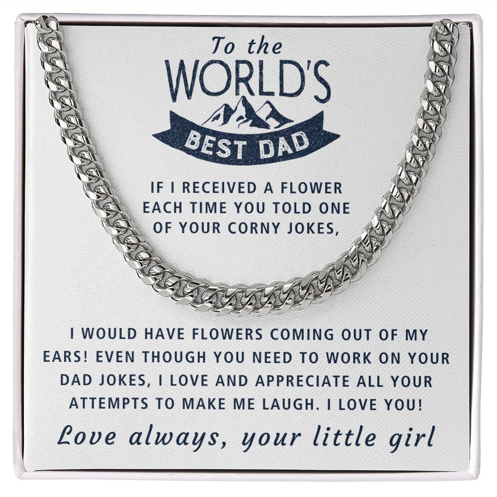 If I Received A Flower - Length Adjustable Cuban Link Chain For Dad