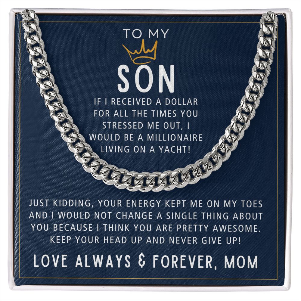 Millionaire On A Yacht - Length Adjustable Cuban Link Chain For Son