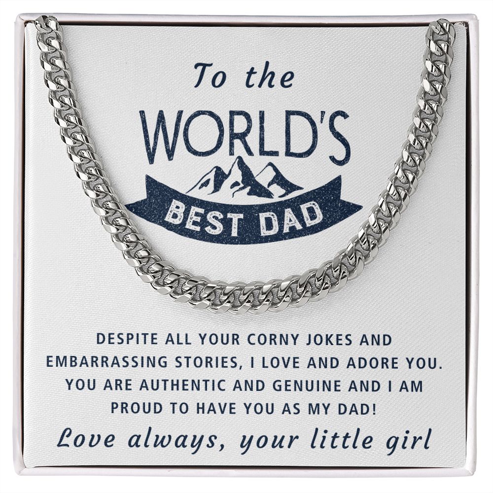 I Love And Adore You - Length Adjustable Cuban Link Chain For Dad