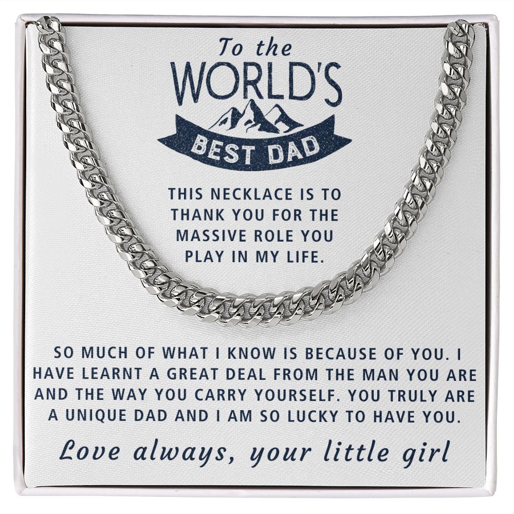 Because of you - Length Adjustable Cuban Link Chain For Dad