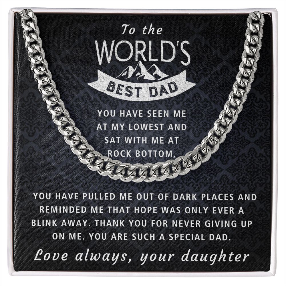 For Never Giving Up On Me - Length Adjustable Cuban Link Chain For Dad
