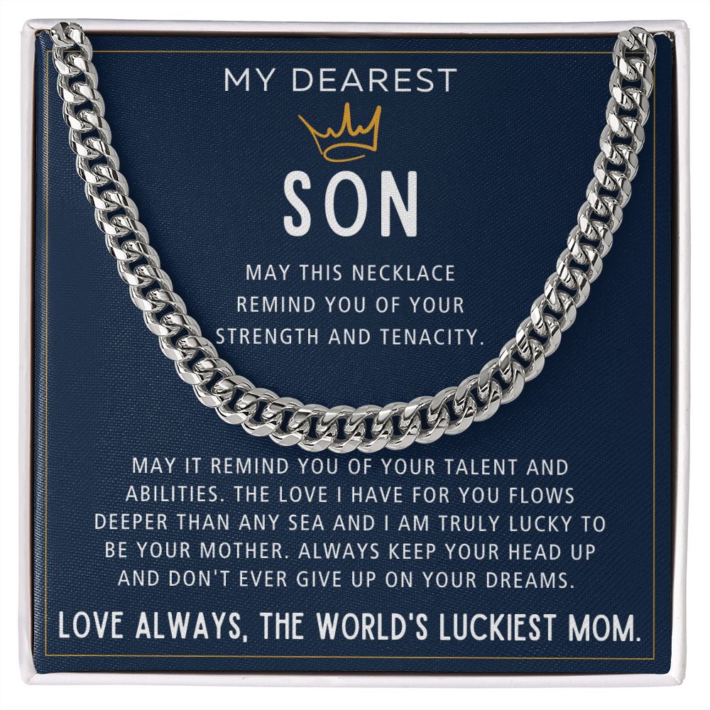 Your Strength And Tenacity - Length Adjustable Cuban Link Chain For Son