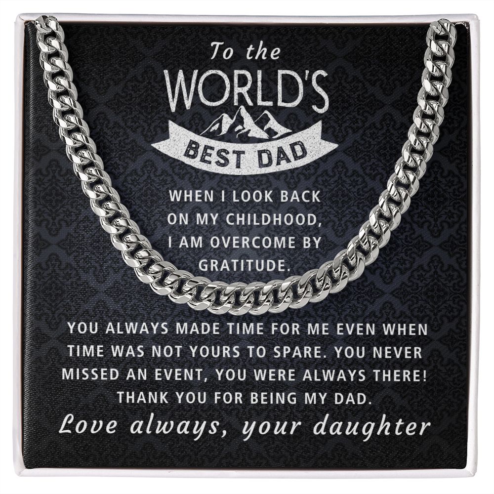 Overcome By Gratitude - Length Adjustable Cuban Link Chain For Dad