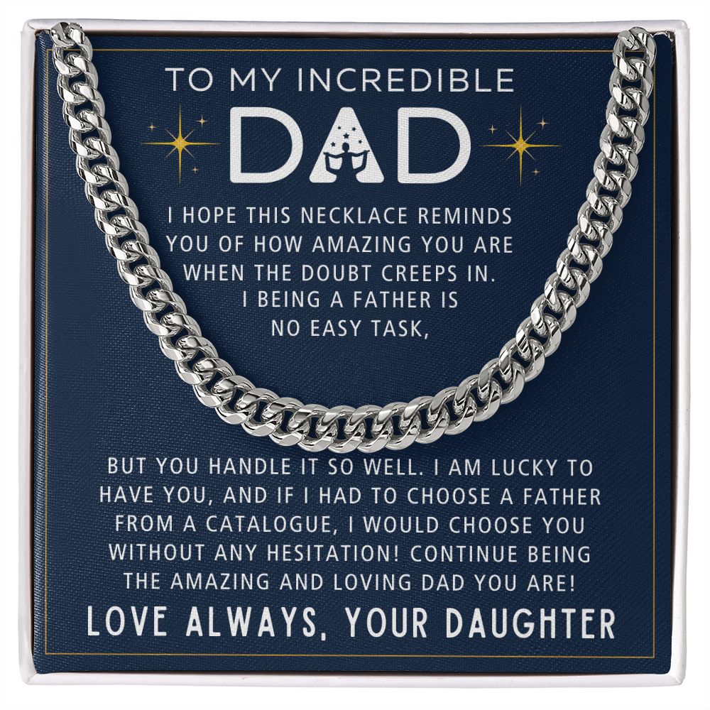 No Easy Task - Length Adjustable Cuban Link Chain For Dad
