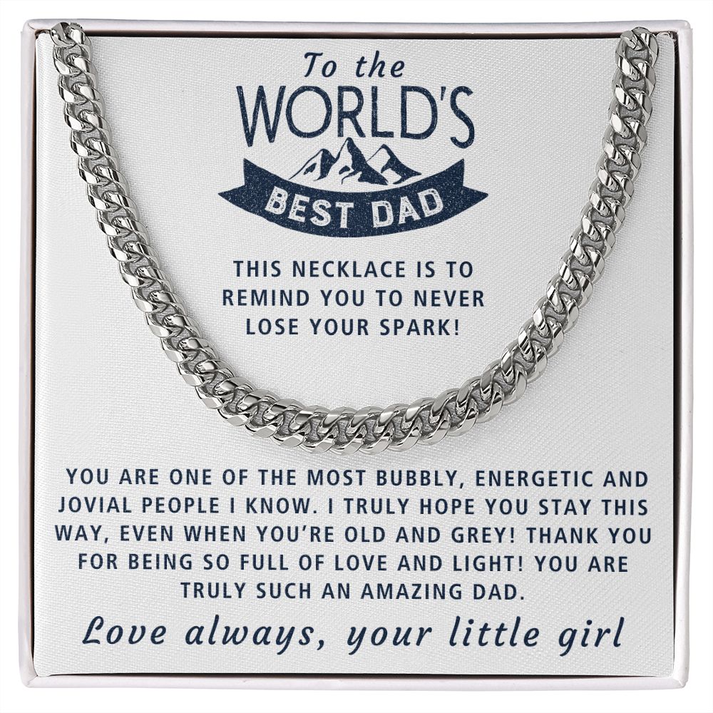 Never Lose Your Spark - Length Adjustable Cuban Link Chain For Dad