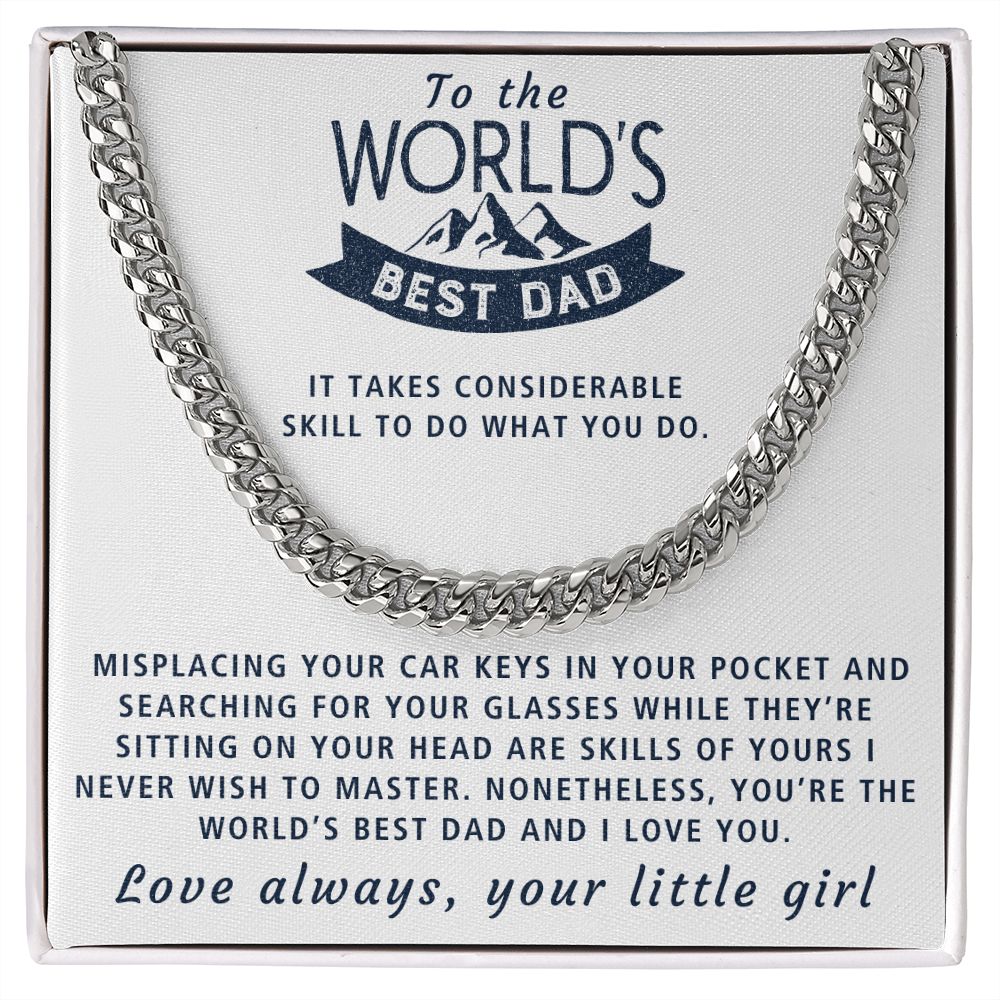 World's Best Dad - Length Adjustable Cuban Link Chain For Dad